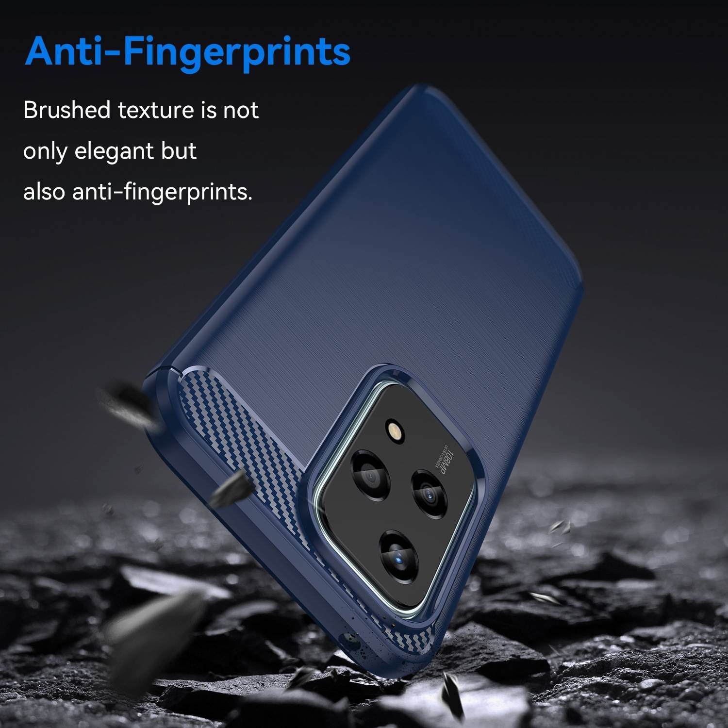 Für Honor 200 Lite Schock Carbon Textur TPU Handy Hülle Case Blau