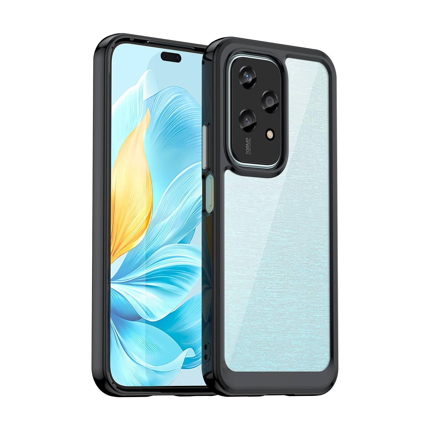 Für Honor 200 Lite Colorful TPU Acryl Hybrid Schutz Hülle Case Schwarz