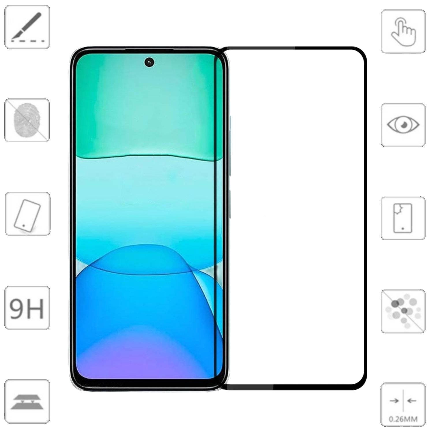 Für Xiaomi Redmi 13 4G / Poco M6 4G 1x 3D Premium 0,3mm H9 Hart Glas