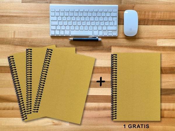 A 4 Notizbuch - Set, 3+1 gratis, Luxury 80 Seiten GOLD GMUND SHIMMER, kariert 5x5mm