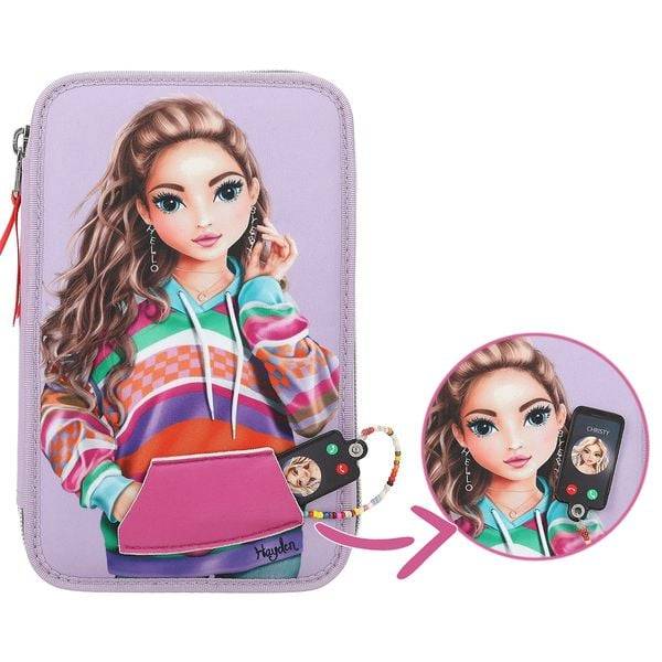 TOPModel 3 Fach Federtasche mit appliziertem Smartphone JOY