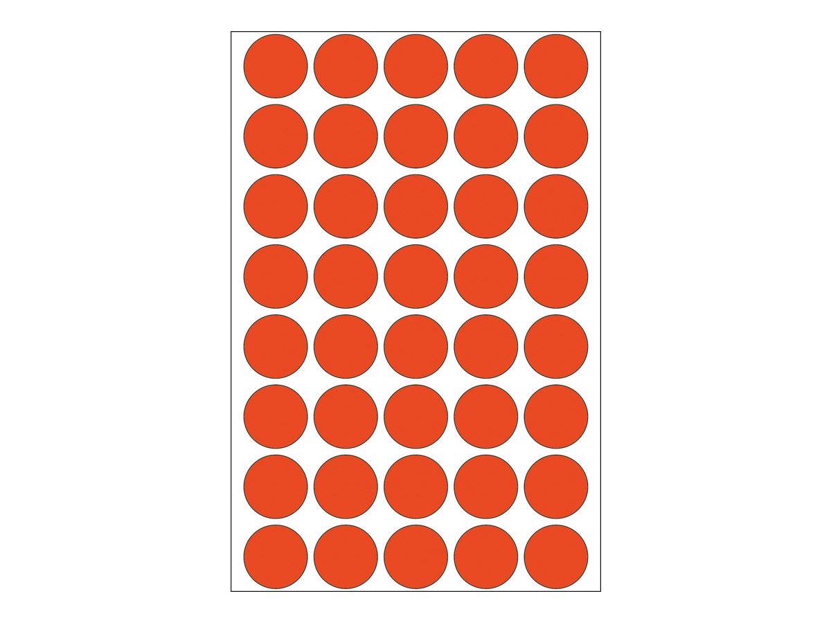 HERMA - Papier - matt - permanenter Klebstoff - Rot - 19 mm rund 1280 Etikett(en) (32 Bogen x 40)