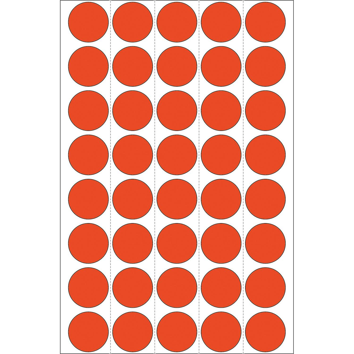 HERMA - Papier - matt - permanenter Klebstoff - Rot - 19 mm rund 1280 Etikett(en) (32 Bogen x 40)
