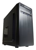 Turm-Gehäuse für Desktop-Computer, schwarzes und silbernes Mid-Tower-PC-Gehäuse auf weißem Hintergrund.