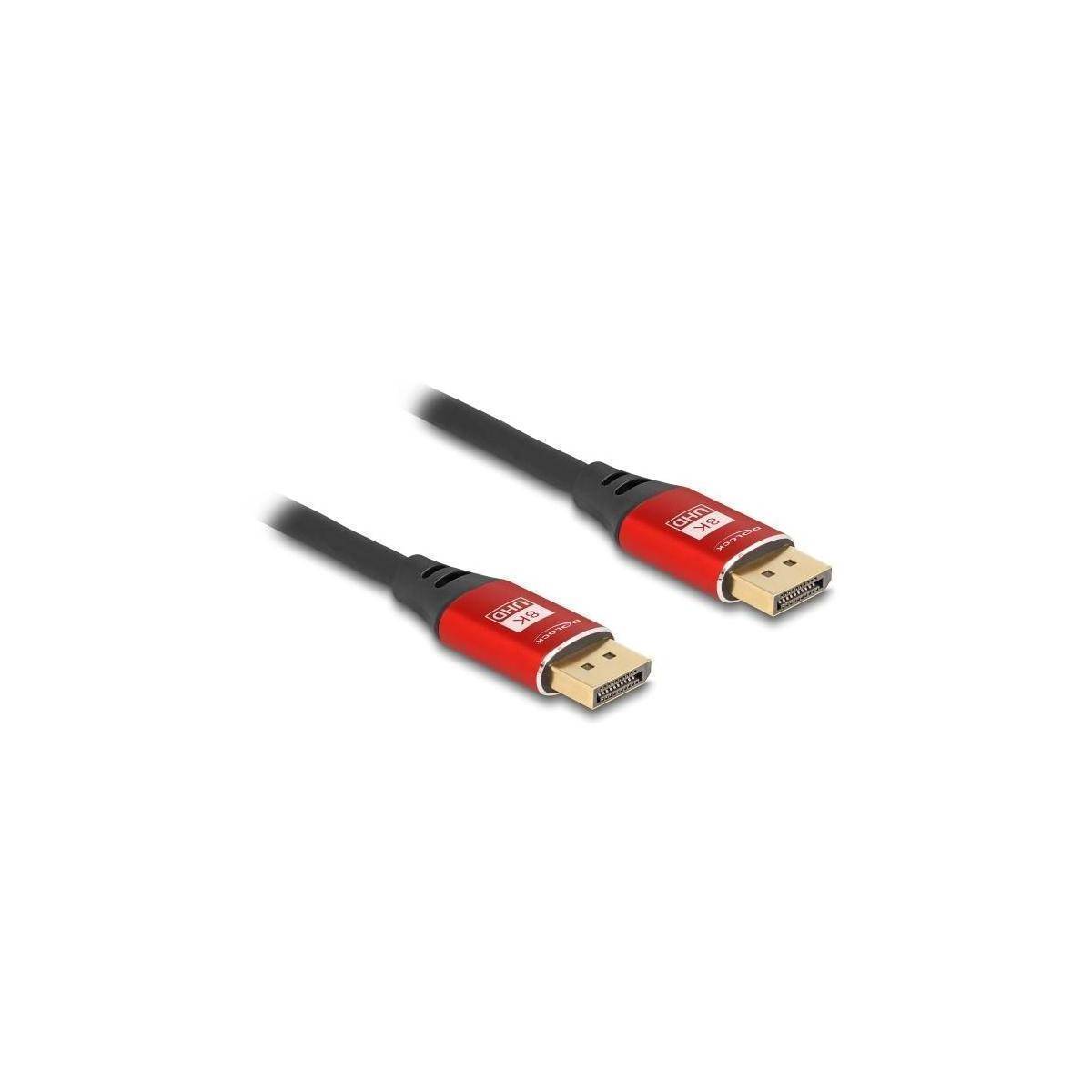 Delock DisplayPort Kabel 8K 60 Hz 2 m rot Metall
