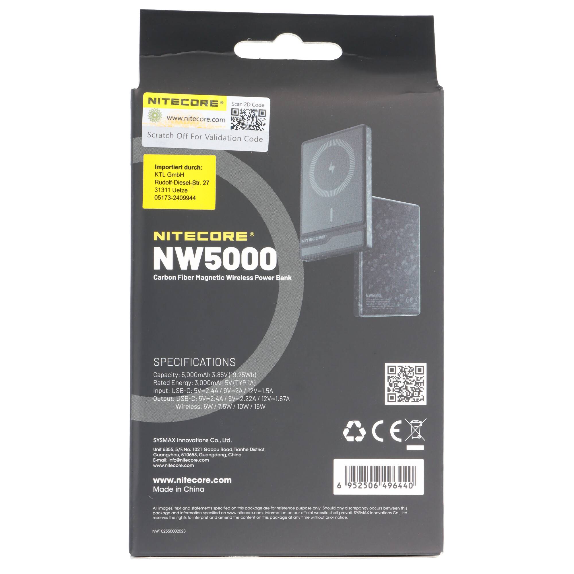 Nitecore Powerbank NW5000 mit 5000mAh, MagSafe-Technologie, magnetische, kabellose Powerbank von Nitecore