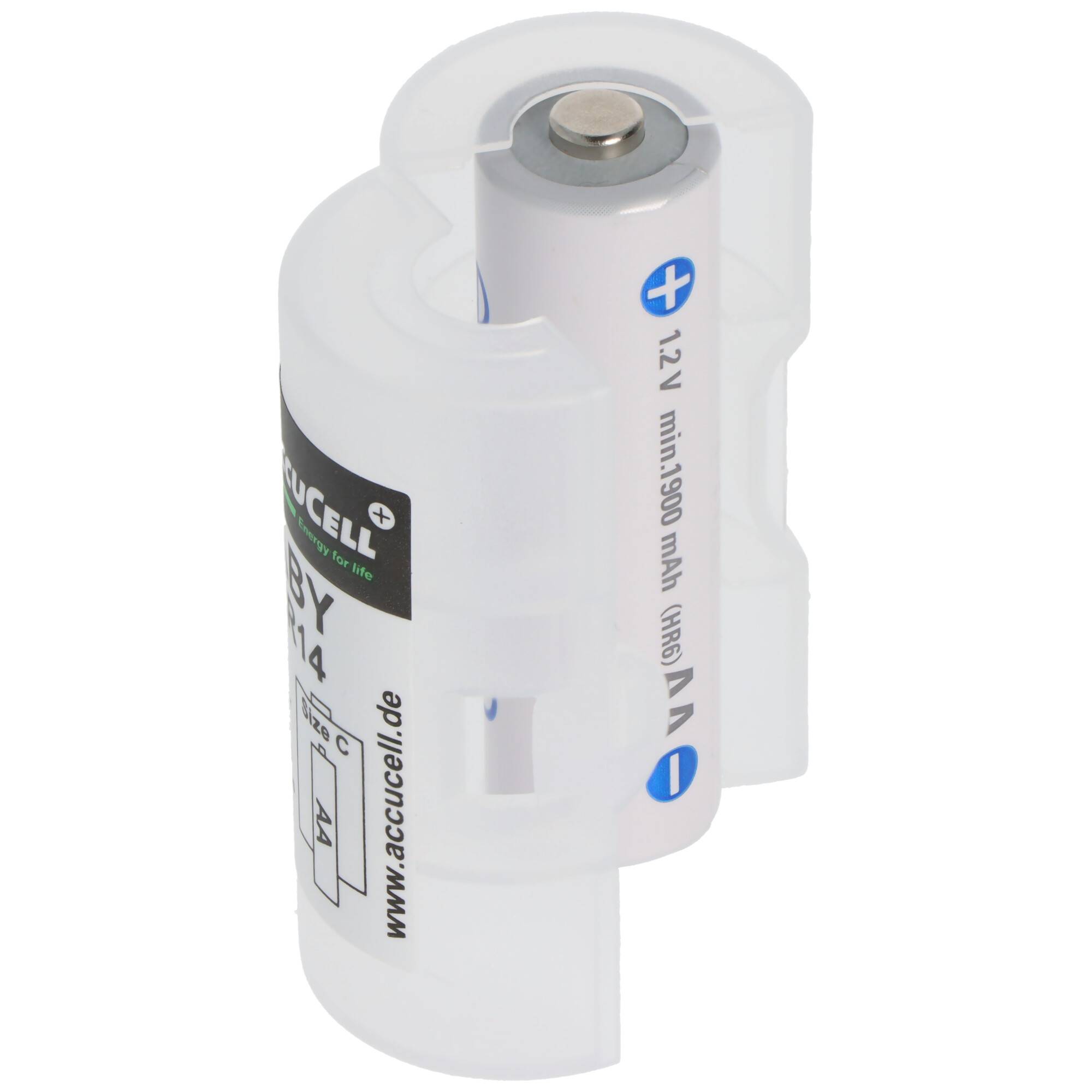 2x AccuCell Adapter C, Baby, LR14 und Panasonic eneloop 2-Pack BK-3MCDE/2BE Akku NiMH, Mignon, AA, HR06, 1.2V und 2000mA