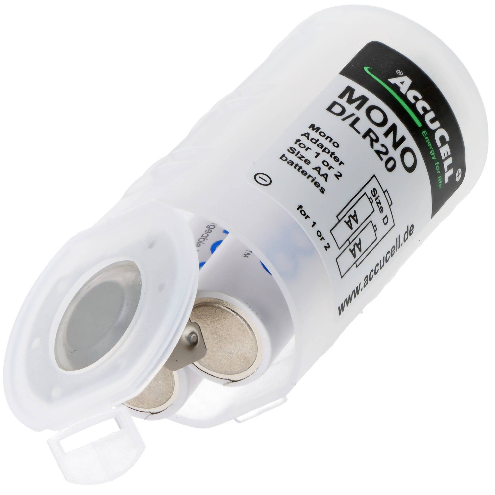 Universal Mono D Adapter für 1 oder 2 Mignon AA Akku oder Batterien, 59,2x 32mm