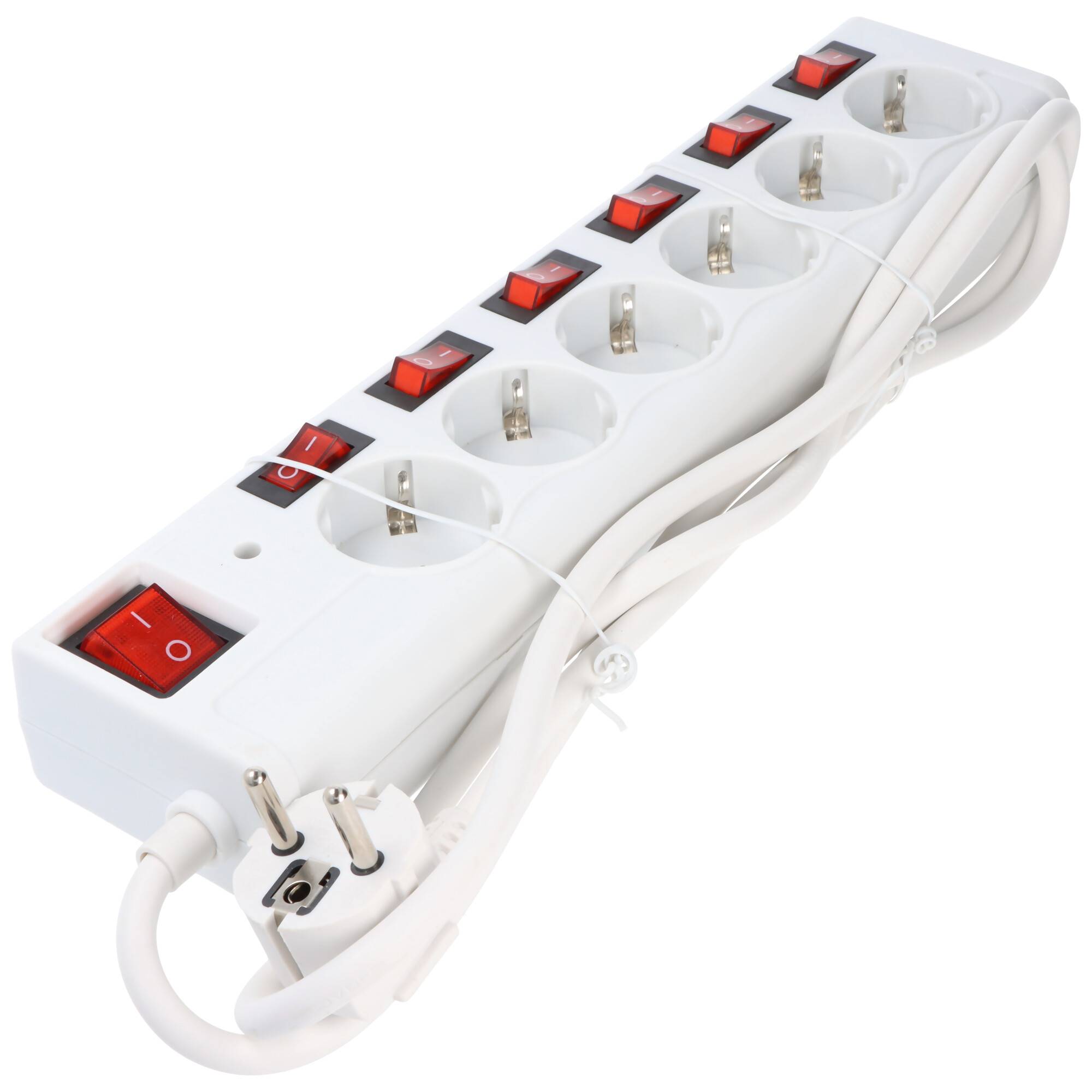 Steckdosenleiste 6-fach mit Überspannungsschutz und Schalter, einzeln schaltbar, 1,5 Meter Kabellänge