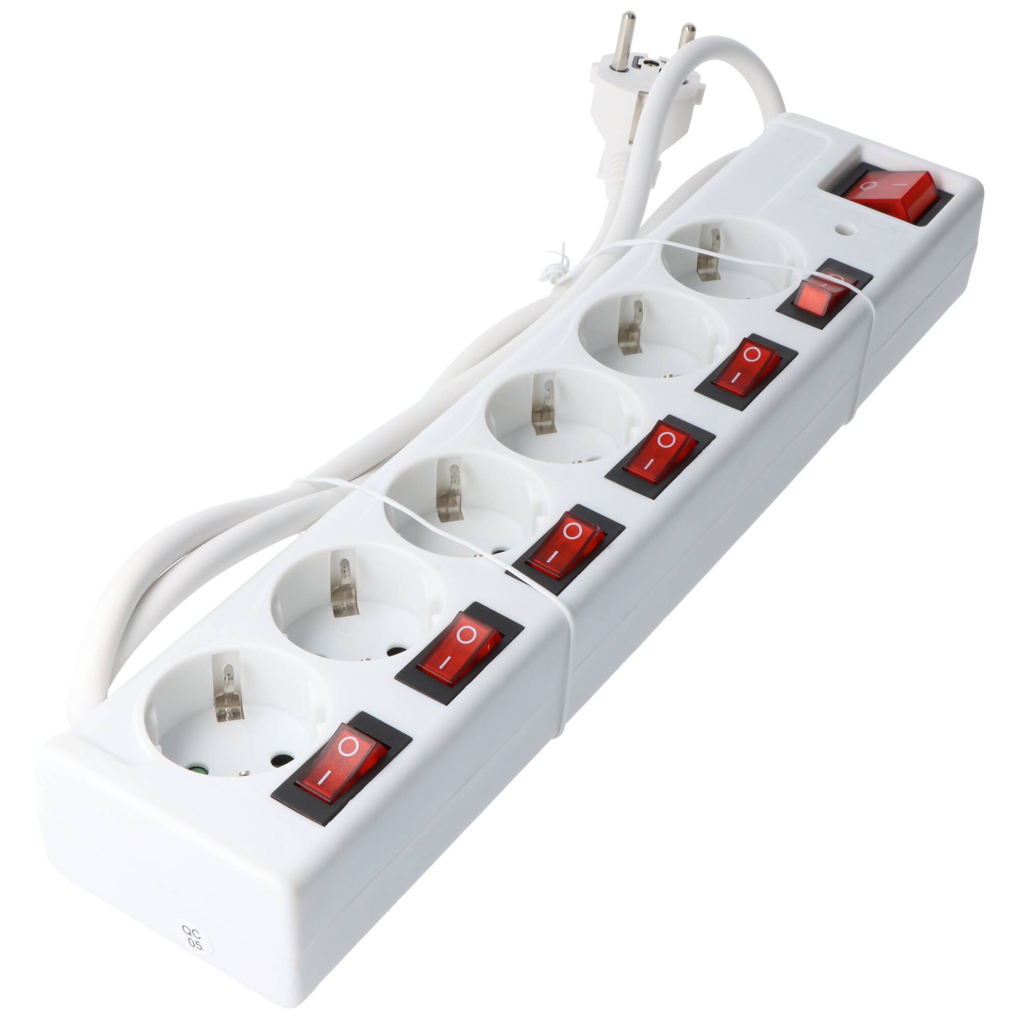Steckdosenleiste 6-fach mit Überspannungsschutz und Schalter, einzeln schaltbar, 1,5 Meter Kabellänge