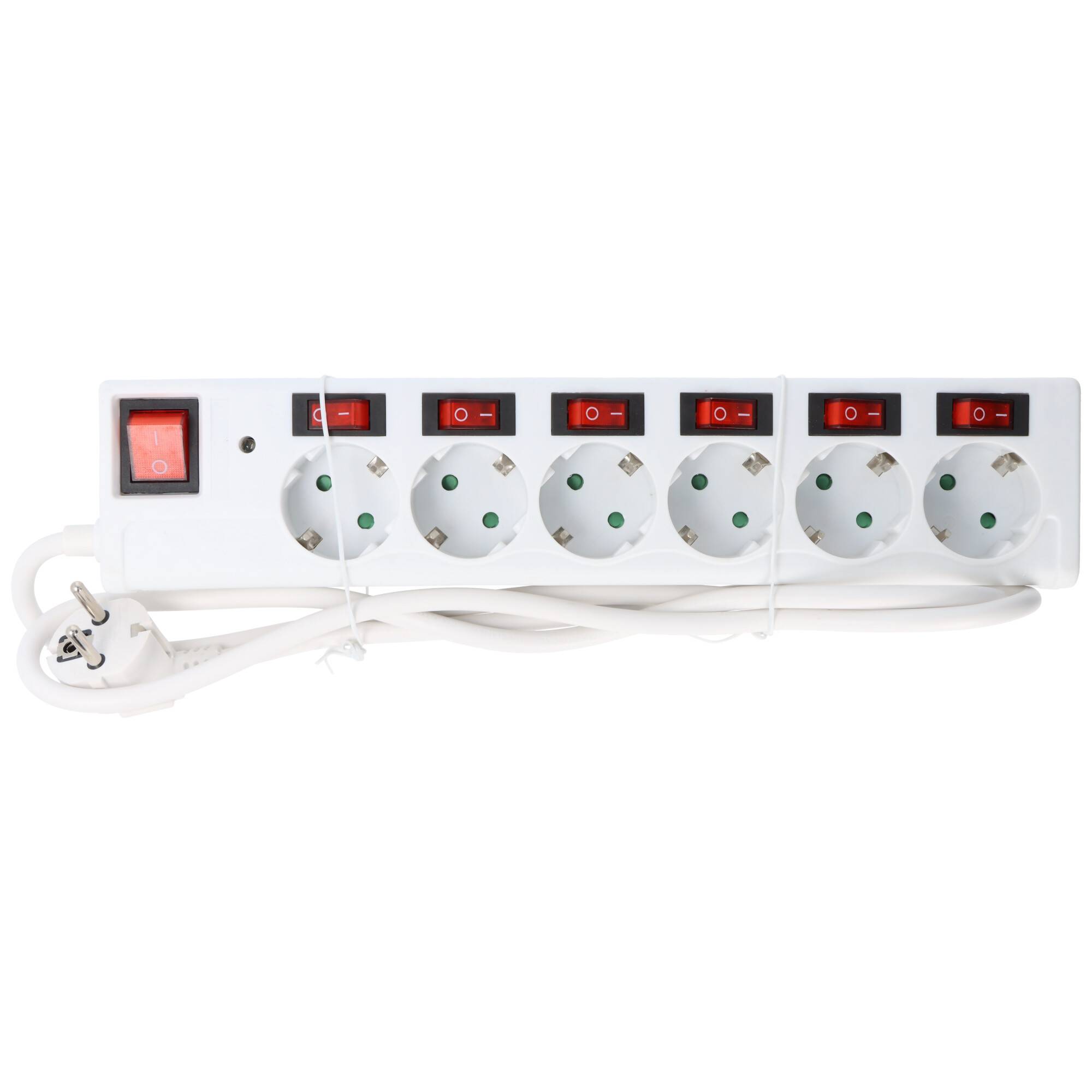 Steckdosenleiste 6-fach mit Überspannungsschutz und Schalter, einzeln schaltbar, 1,5 Meter Kabellänge