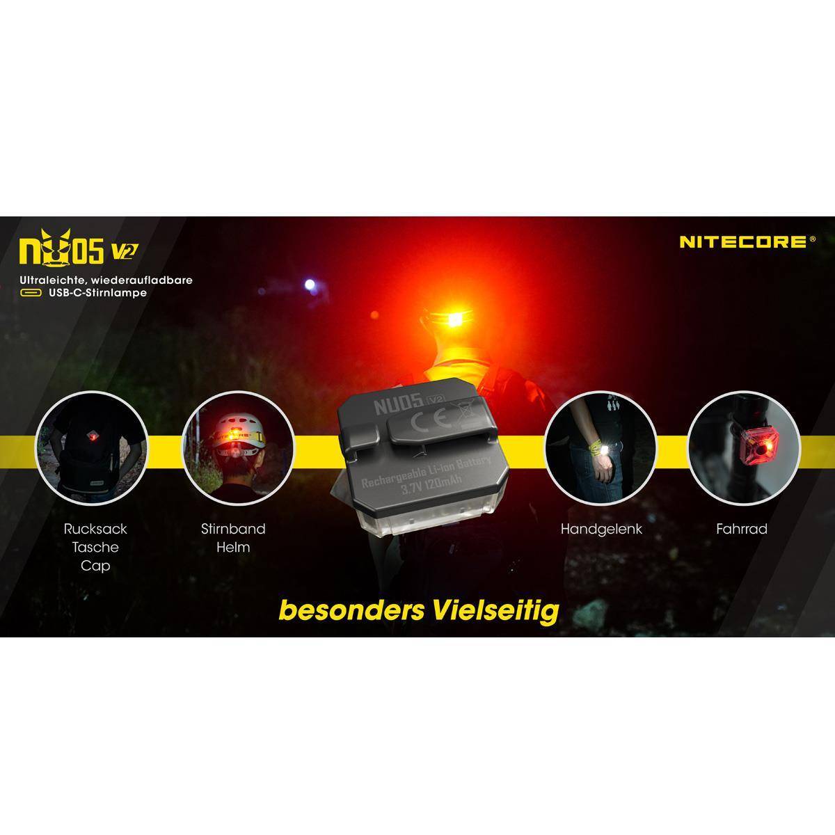 Nitecore NU05 V2 Kit Signalleuchte 40 Lumen - Transparent