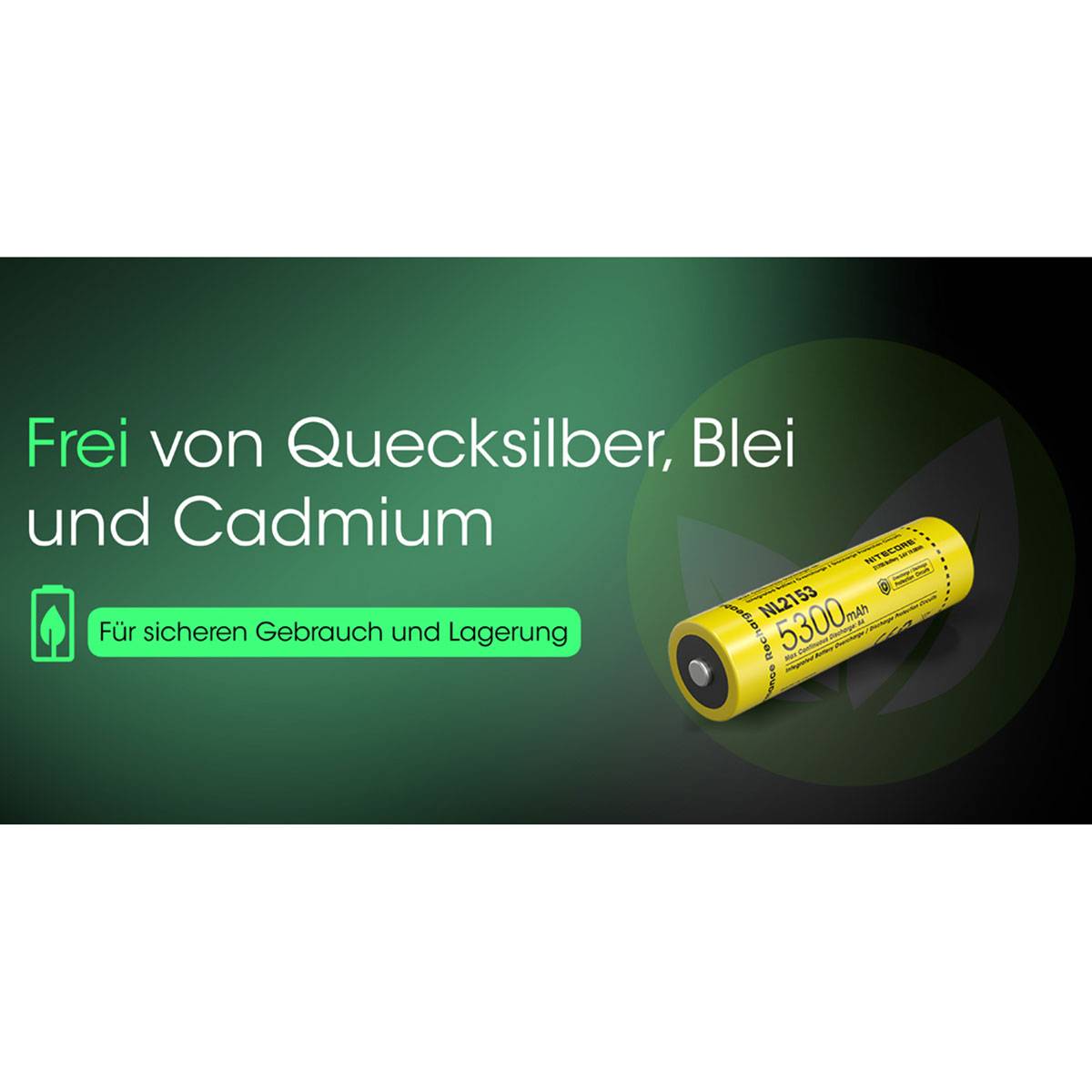 Nitecore NL2153 21700 Li-Ion Akku 3,6V 5300mAh mit 8A (+)