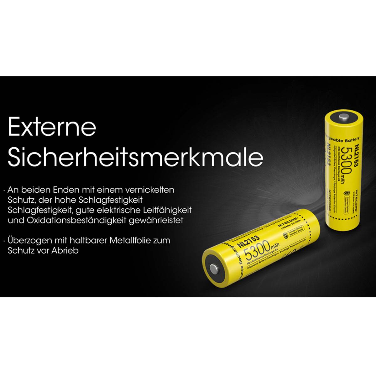 Nitecore NL2153 21700 Li-Ion Akku 3,6V 5300mAh mit 8A (+)