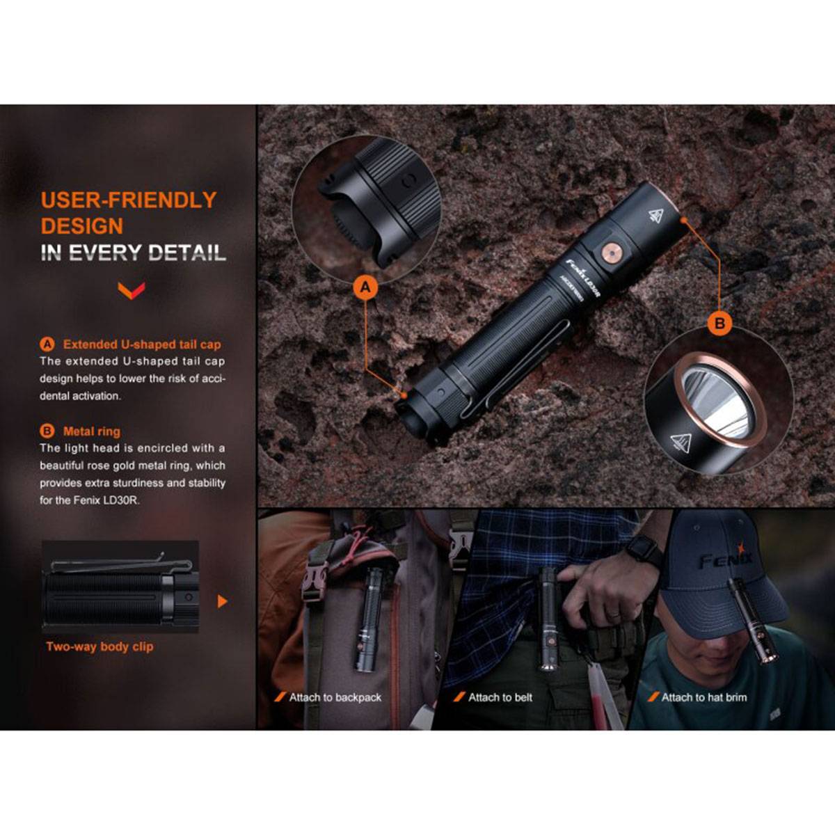 Fenix LD30R LED-Taschenlampe 1700 Lumen - Schwarz