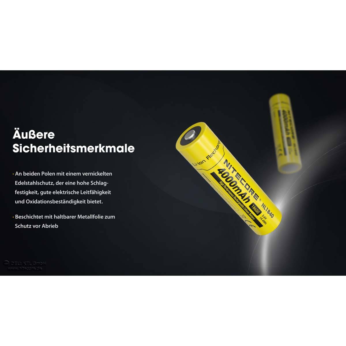 Nitecore NL1840 18650 - Li-Ion Akku 4000mAh bis 5A