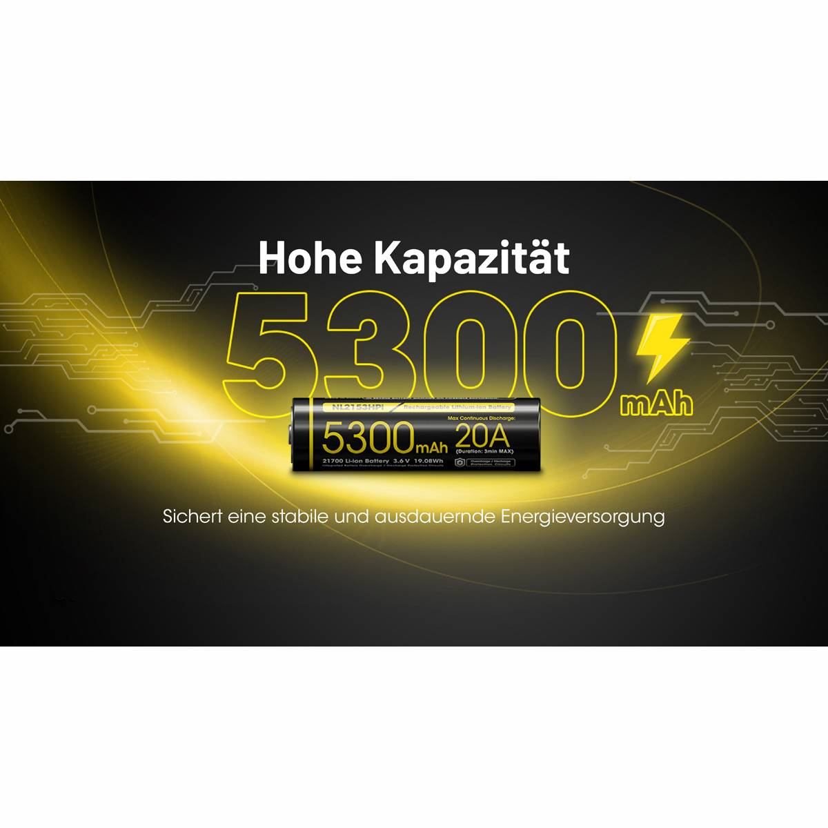 Nitecore NL2153HPi 21700 - Li-Ion Akku 5300mAh mit bis zu 20A