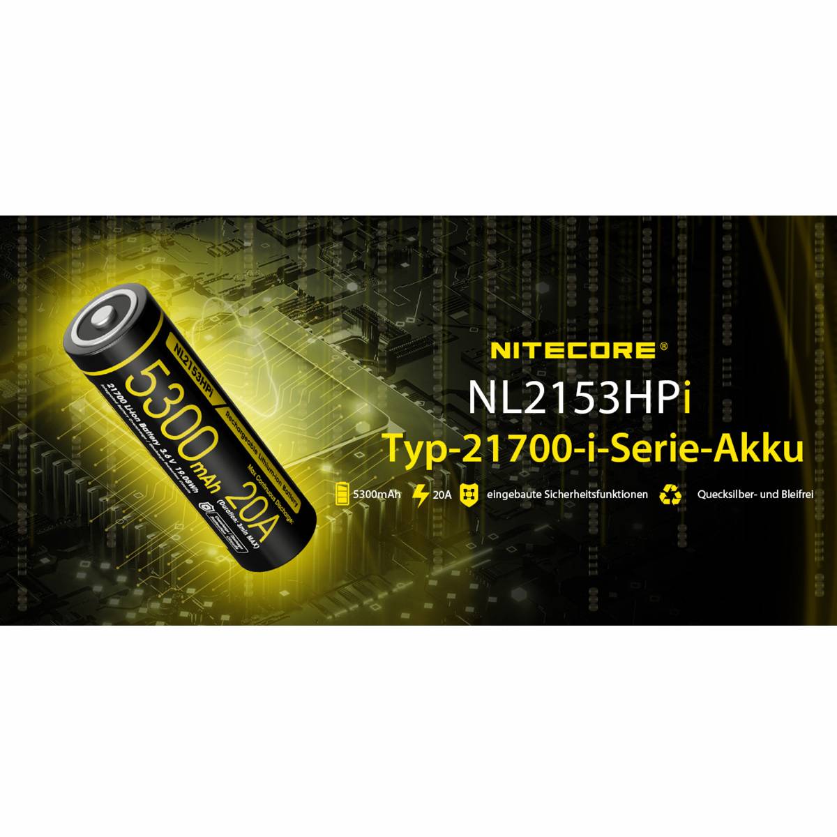Nitecore NL2153HPi 21700 - Li-Ion Akku 5300mAh mit bis zu 20A