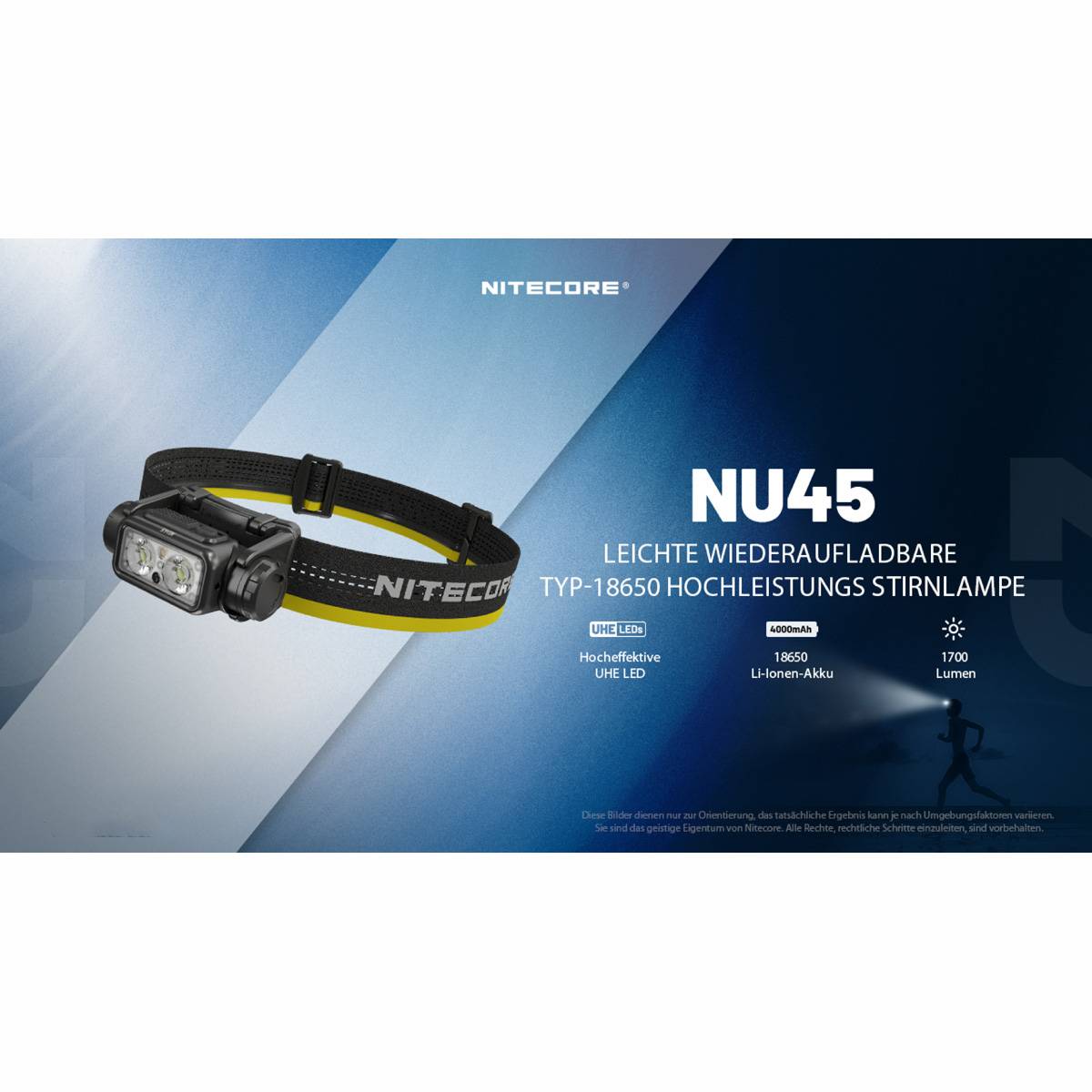 Nitecore NU45 LED Stirnlampe 1700 Lumen - Schwarz/Gelb