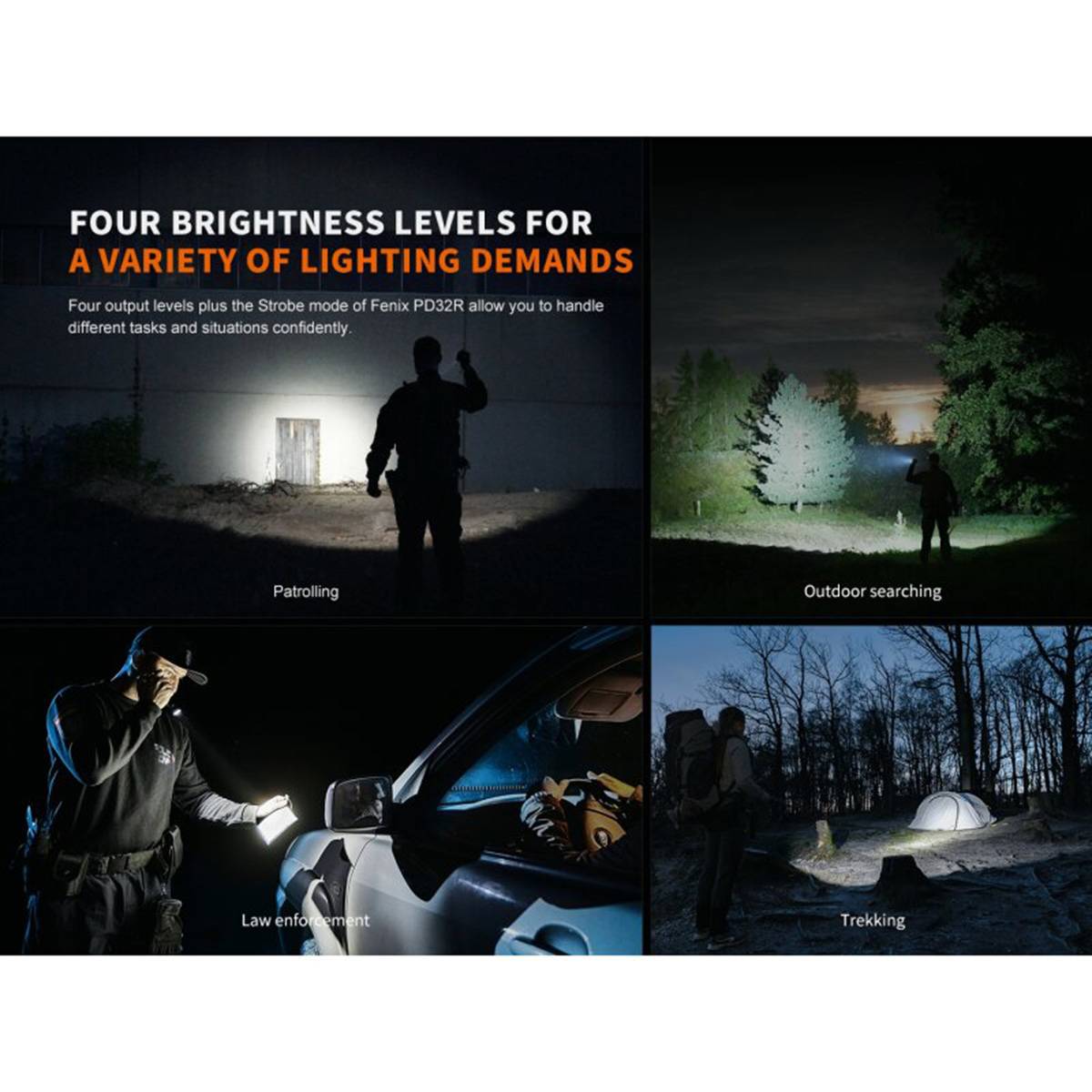 Fenix PD32R LED-Taschenlampe mit USB 1400 Lumen - Schwarz