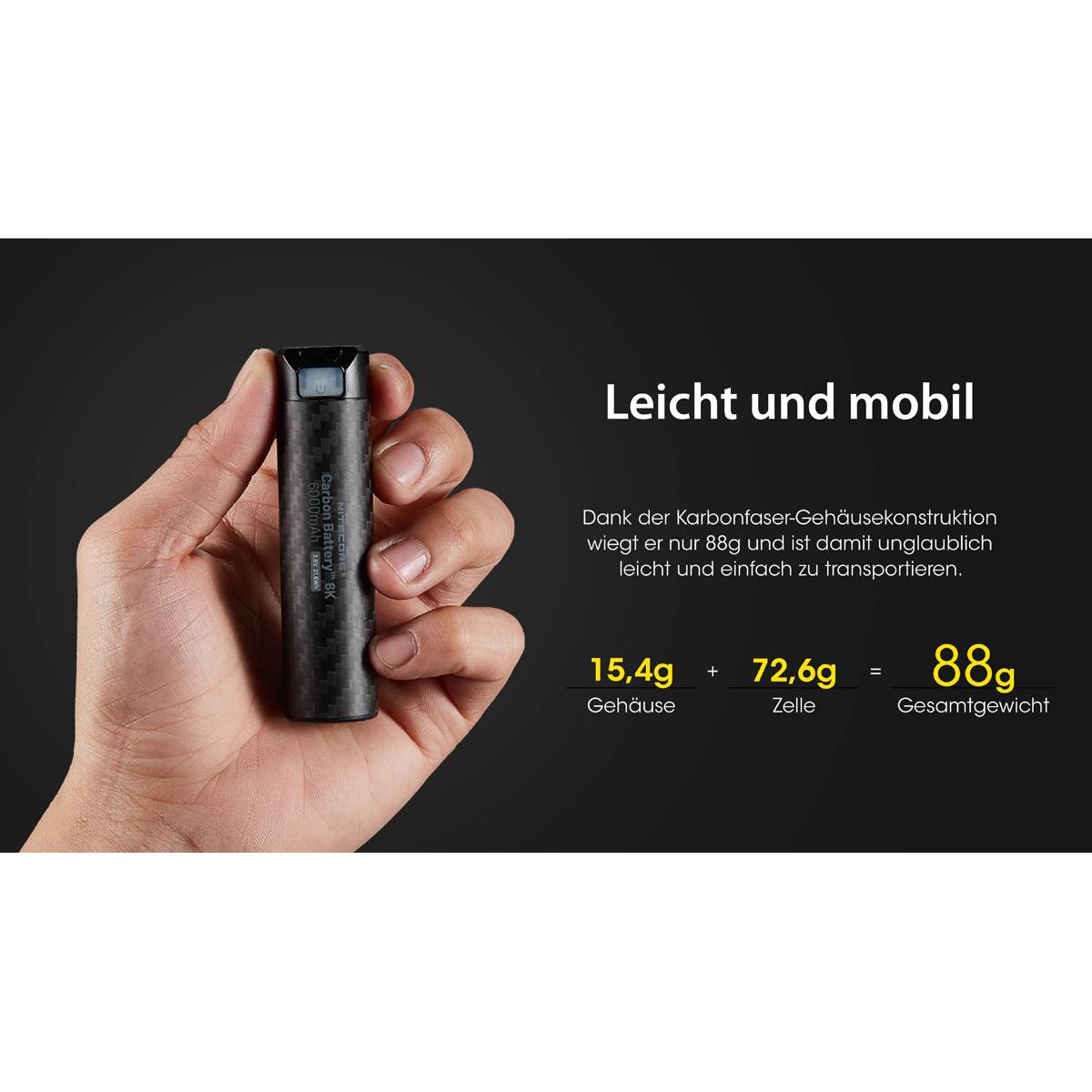 Nitecore Carbon Battery 6K - 6000 mAh Akku 21.6Wh