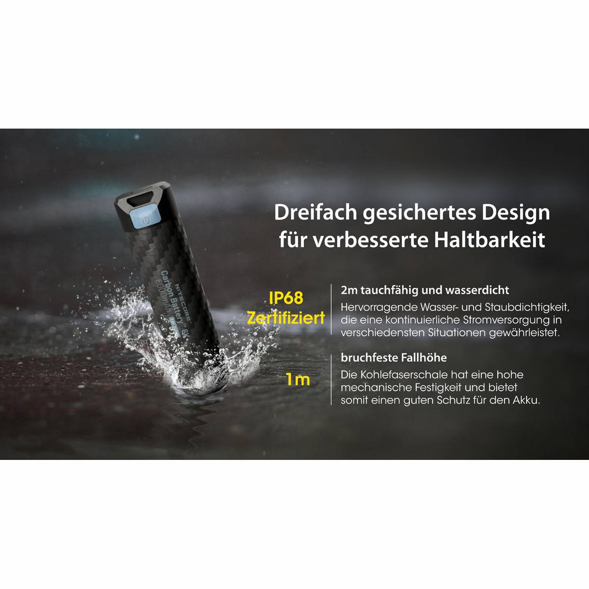 Nitecore Carbon Battery 6K Akku 6.000mAh -Schwarz