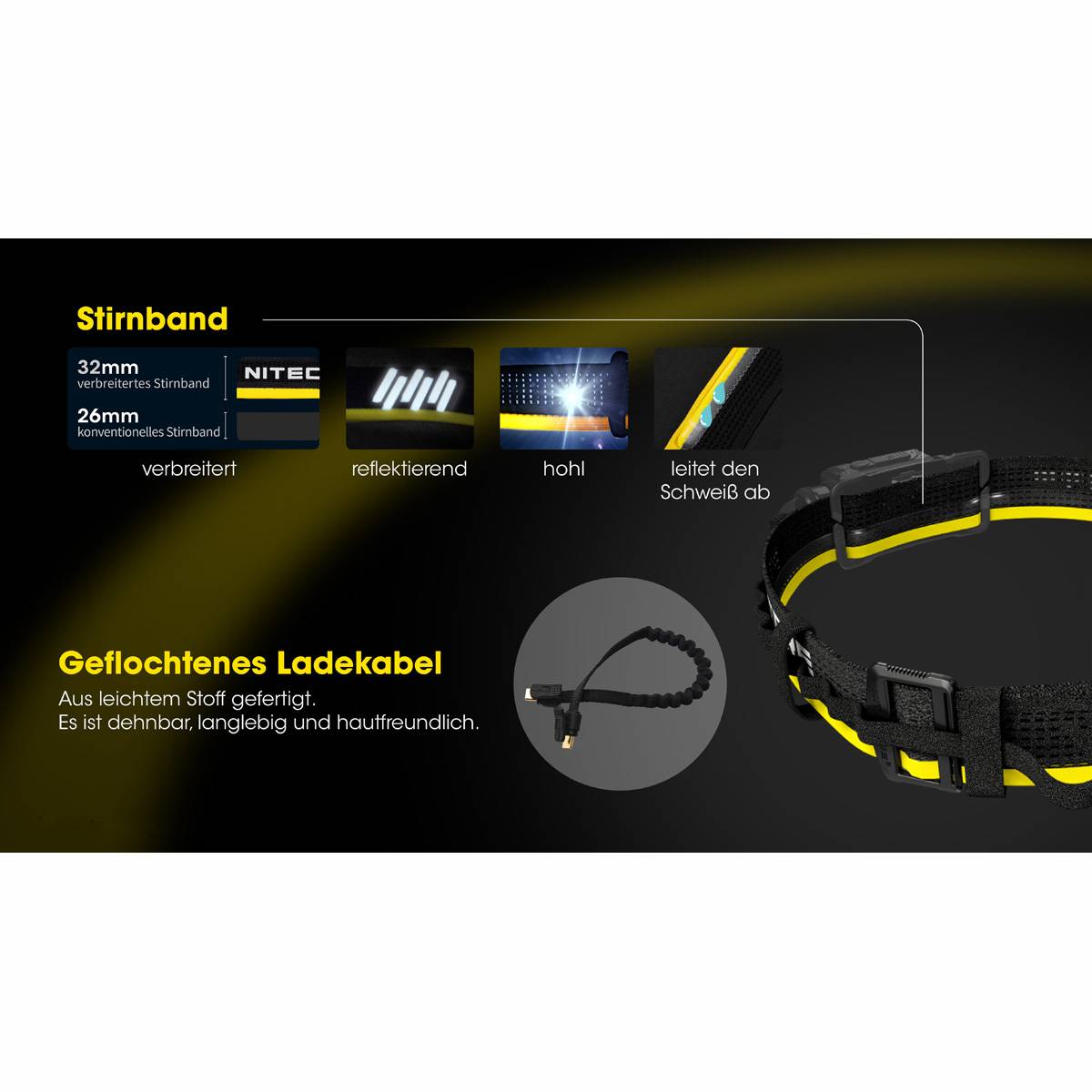 Nitecore Carbon Battery 6K Extension Kit (Akku & Stirnband) 6.000mAh - Schwarz/Gelb
