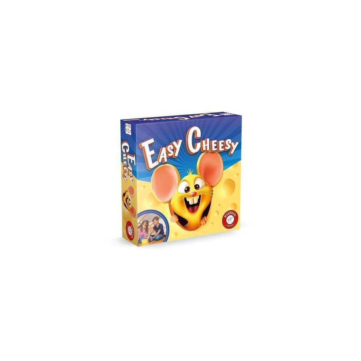 Easy Cheesy Brettspielschachtel mit einer lächelnden Käsefigur auf der Vorderseite und dem Titel „Easy Cheesy