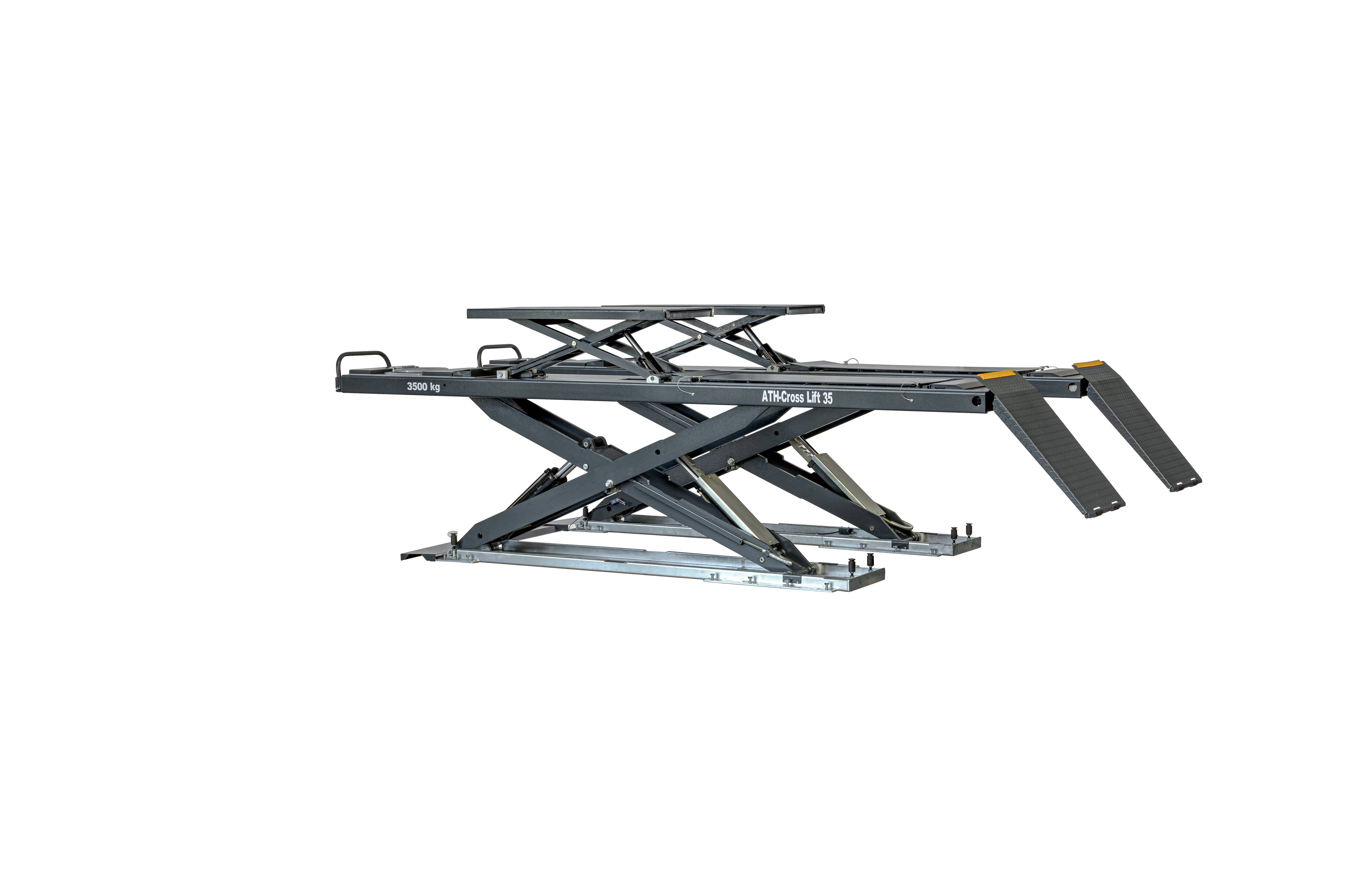 ATH Cross Lift 35 OGA Auffahr Scherenhebebühne,3,5t KFZ Hebebühne 3500kg mit Radfreiheber mit Achsmess Kit Überflur