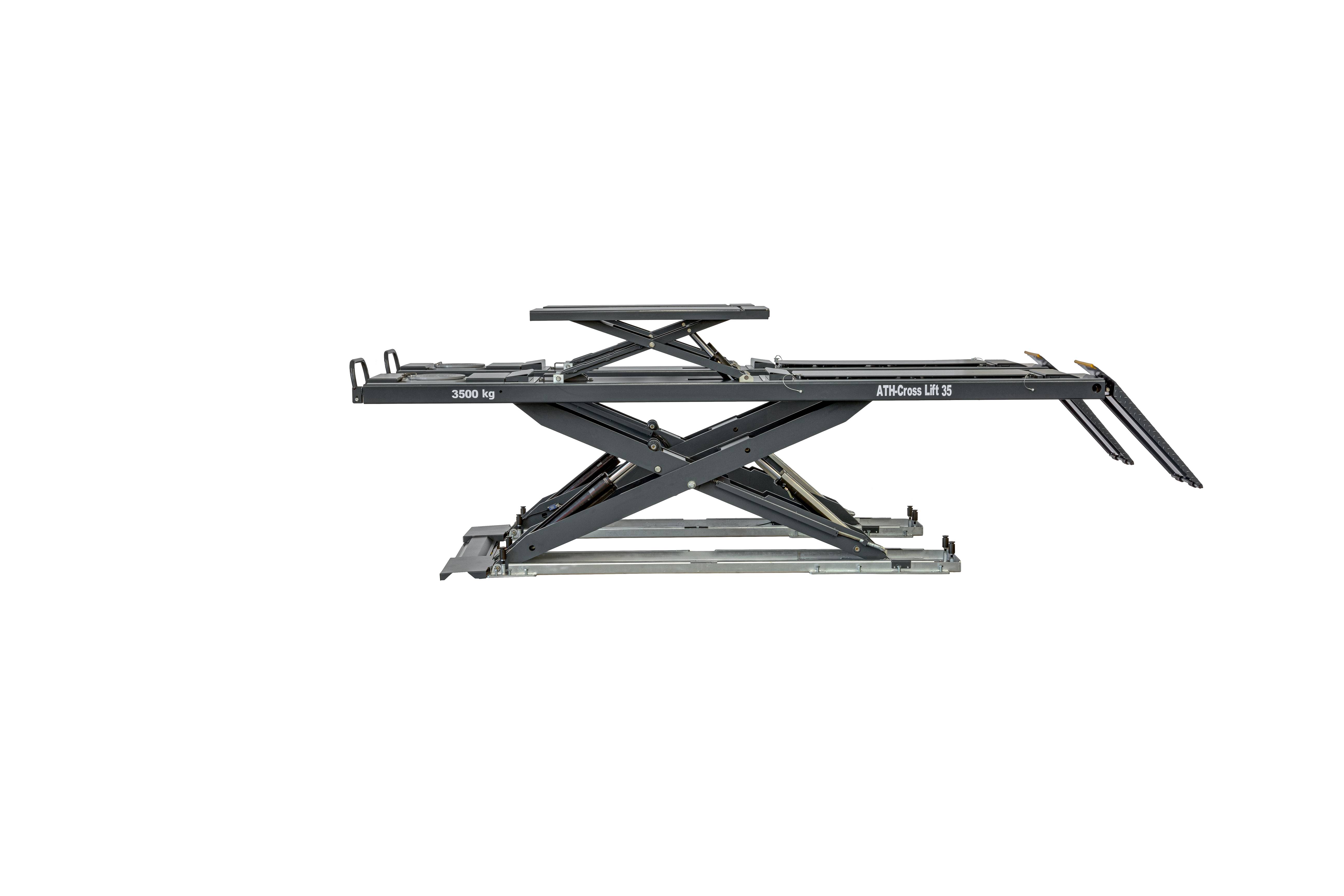 ATH Cross Lift 35 OGA Auffahr Scherenhebebühne,3,5t KFZ Hebebühne 3500kg mit Radfreiheber mit Achsmess Kit Überflur