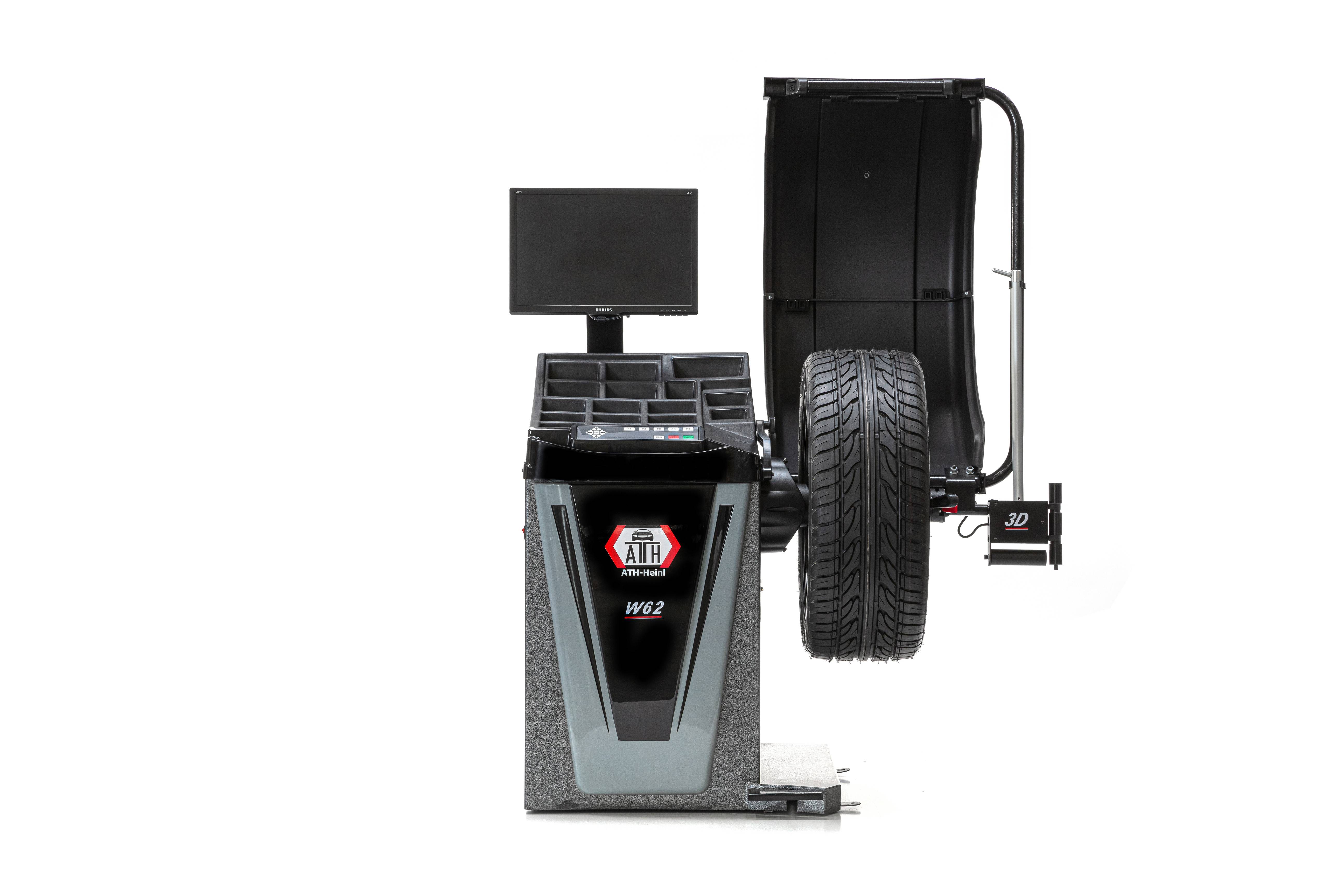 ATH W62 LCD 3D Reifenwuchtmaschine Wuchtmaschine Radwuchtmaschine Radwuchtgerät LCD-Monitor Duo-Laser 12"- 24" inkl. Messarm für Breitenmesslehre