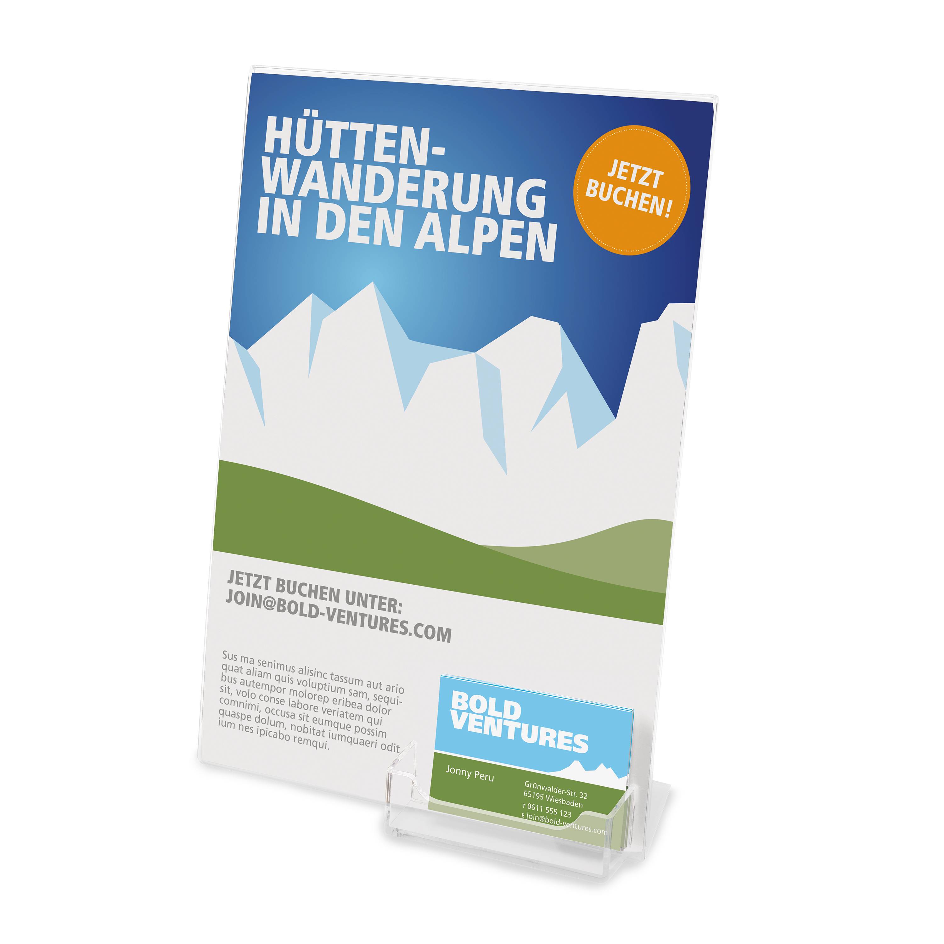 Tischaufsteller schräg