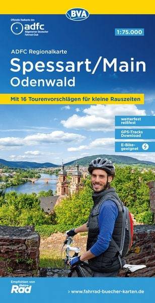 ADFC-Regionalkarte Spessart/Main/Odenwald, 1:75.000, mit Tagestourenvorschlägen, reiß- und wetterfest, E-Bike-geeignet, GPS-Tracks Download