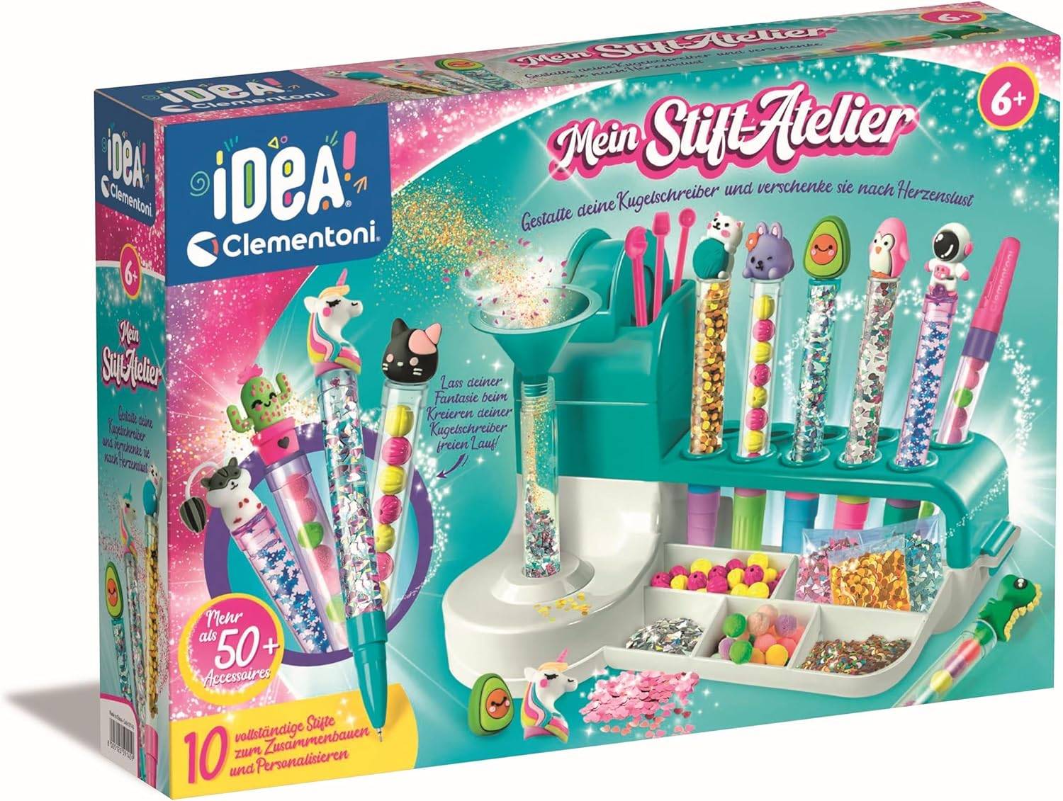 Clementoni 59415 - Idea Stift-Atelier mit über 50 Accessoires - Stift-Bastelset