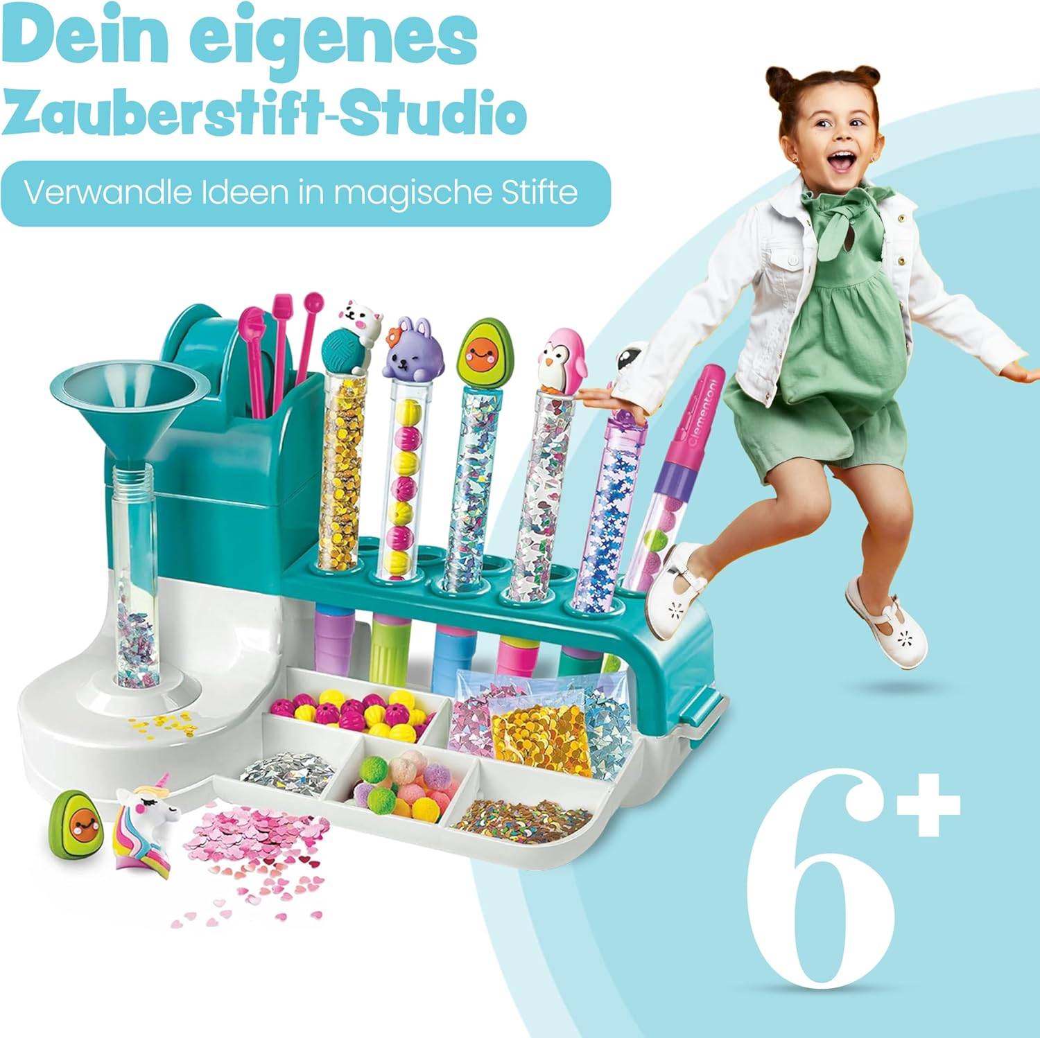 Clementoni 59415 - Idea Stift-Atelier mit über 50 Accessoires - Stift-Bastelset