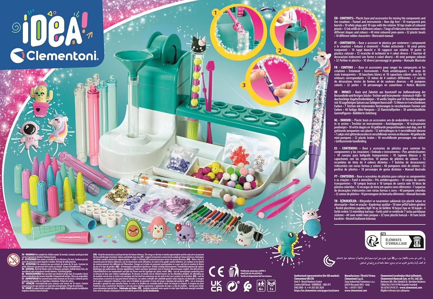 Clementoni 59415 - Idea Stift-Atelier mit über 50 Accessoires - Stift-Bastelset