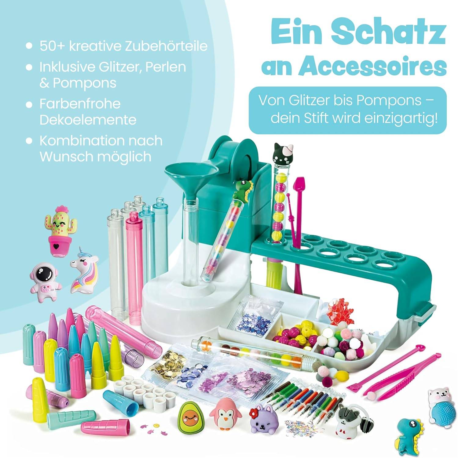 Clementoni 59415 - Idea Stift-Atelier mit über 50 Accessoires - Stift-Bastelset