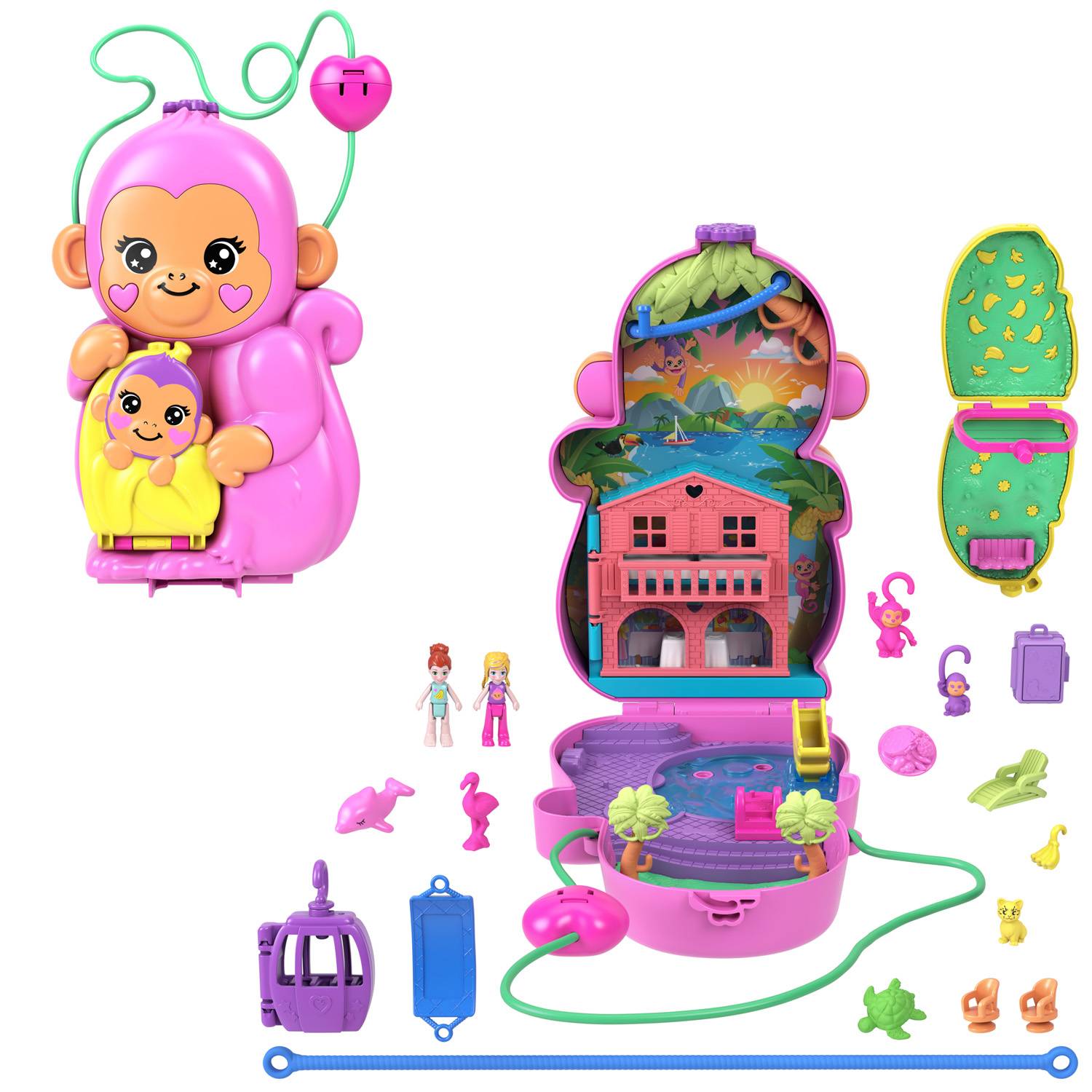 Mattel HWP04 - Polly Pocket Affenmama und Baby