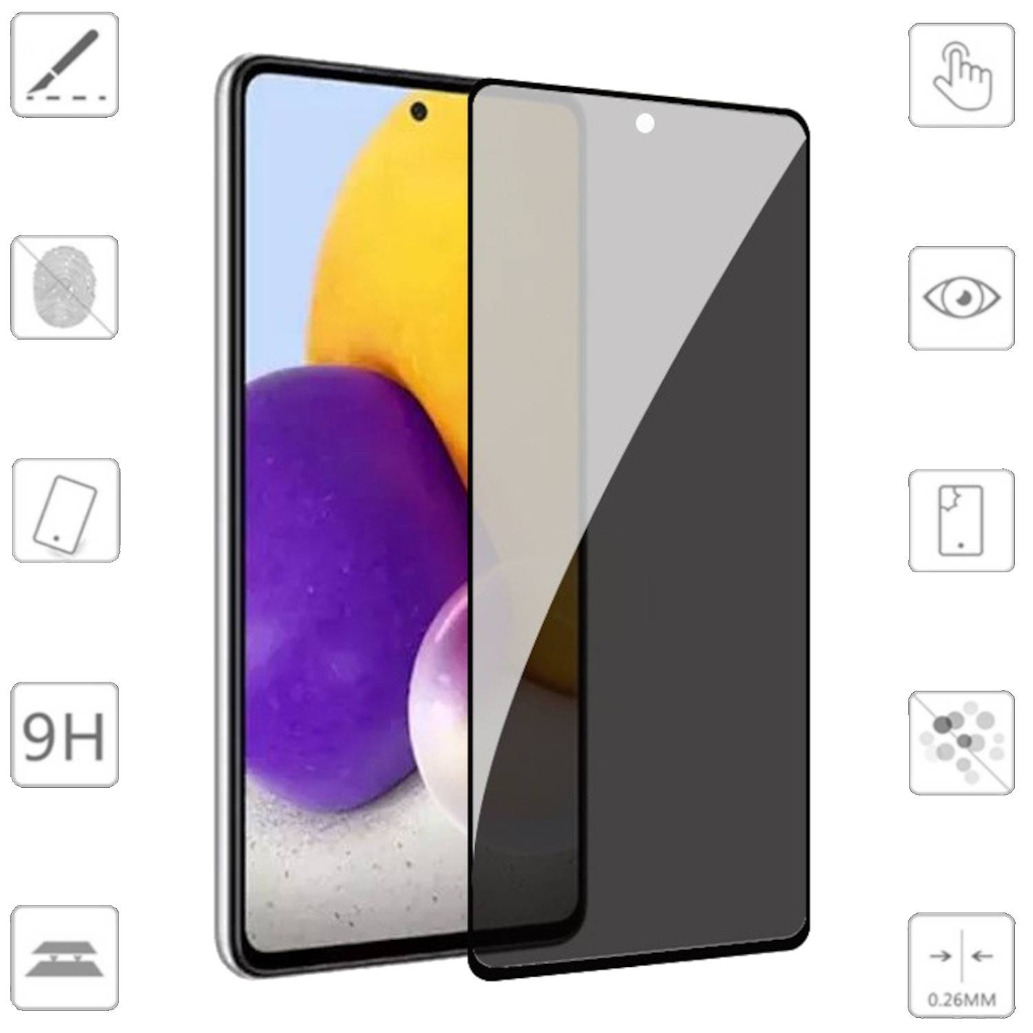 Für Xiaomi Redmi 13 4G Poco M6 4G 1x 2.5D 0,26mm Privacy H9 Hart Glas