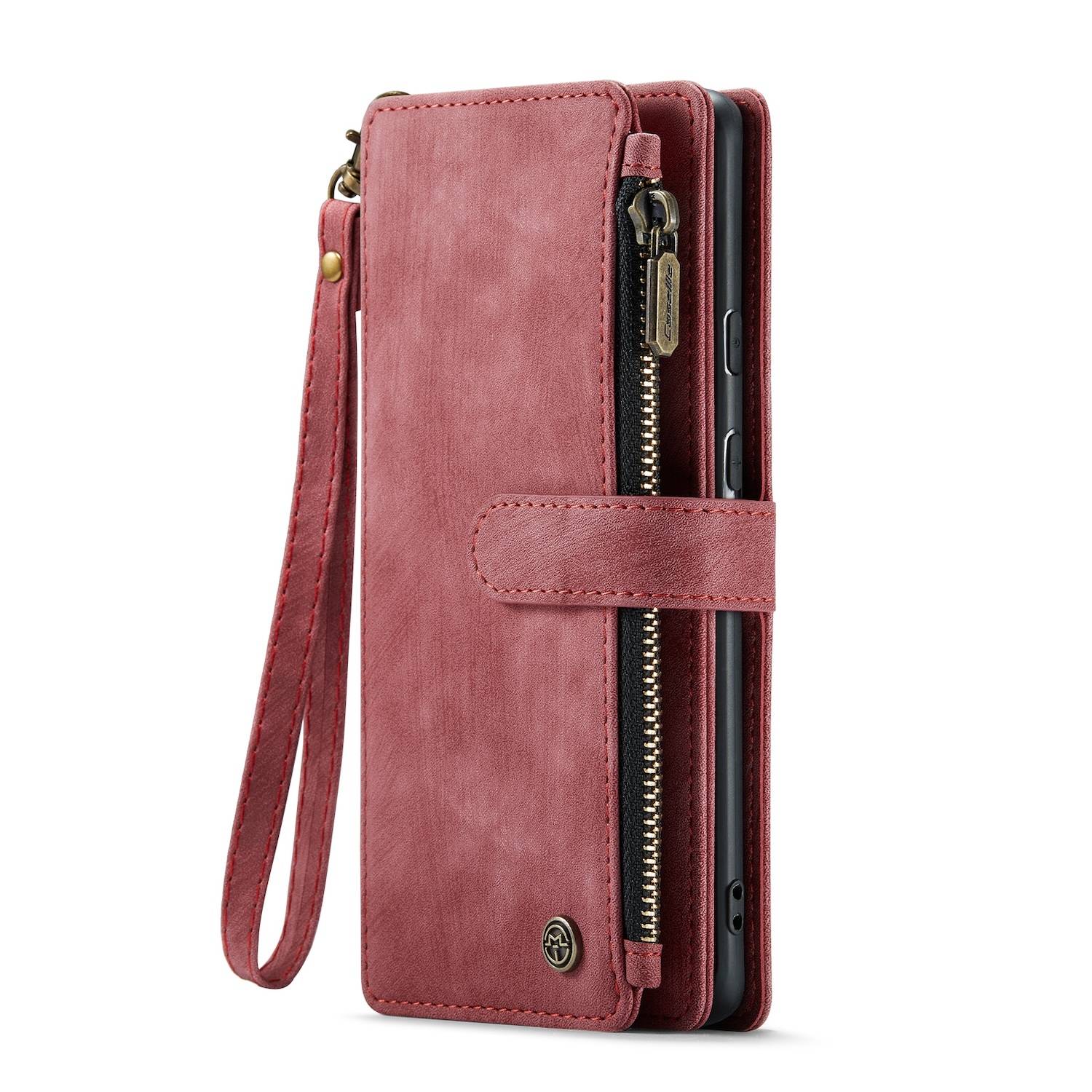 Für Google Pixel 8a Kunstleder Multifunktion Zipper Wallet Tasche Rot