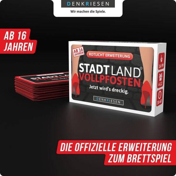 Denkriesen - Stadt Land Vollpfosten® - das Brettspiel - Erweiterung - Rotlicht Edition "jetzt Wird's Dreckig."