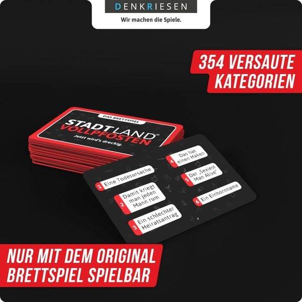 Denkriesen - Stadt Land Vollpfosten® - das Brettspiel - Erweiterung - Rotlicht Edition "jetzt Wird's Dreckig."