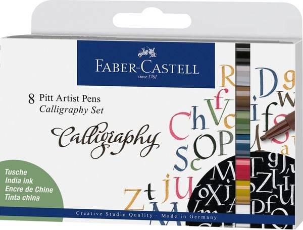 FABER-CASTELL 167508 - Schwarz - Blau - Braun - Gold - Grün - Grau - Pink - Weiß - Mehrfarben - Rund - Tinte auf Pigmentbasis - 2,5 mm - 8 Stück(e)
