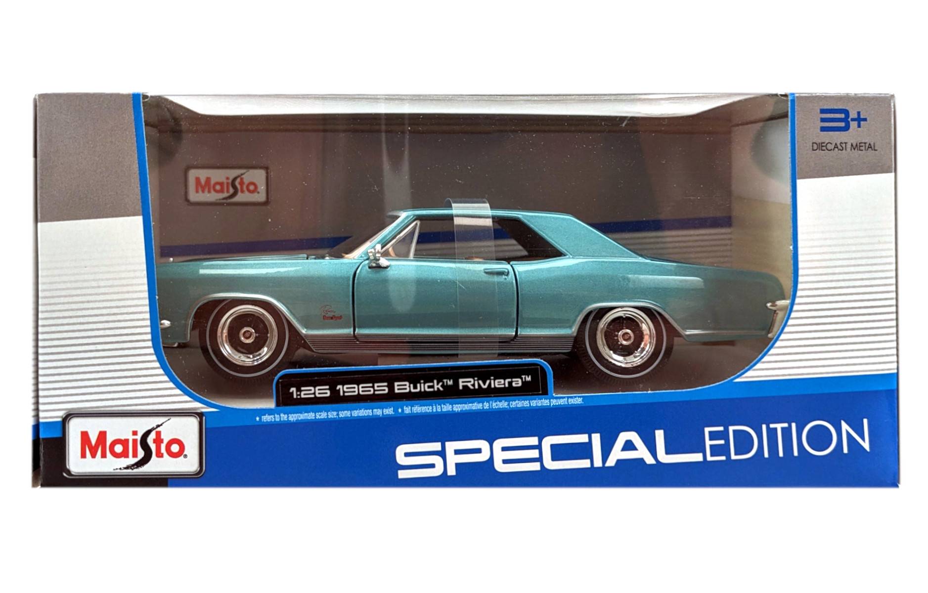 Maisto 31214 - Modellauto - Buick Riviera (metallic blau, Maßstab 1:26)