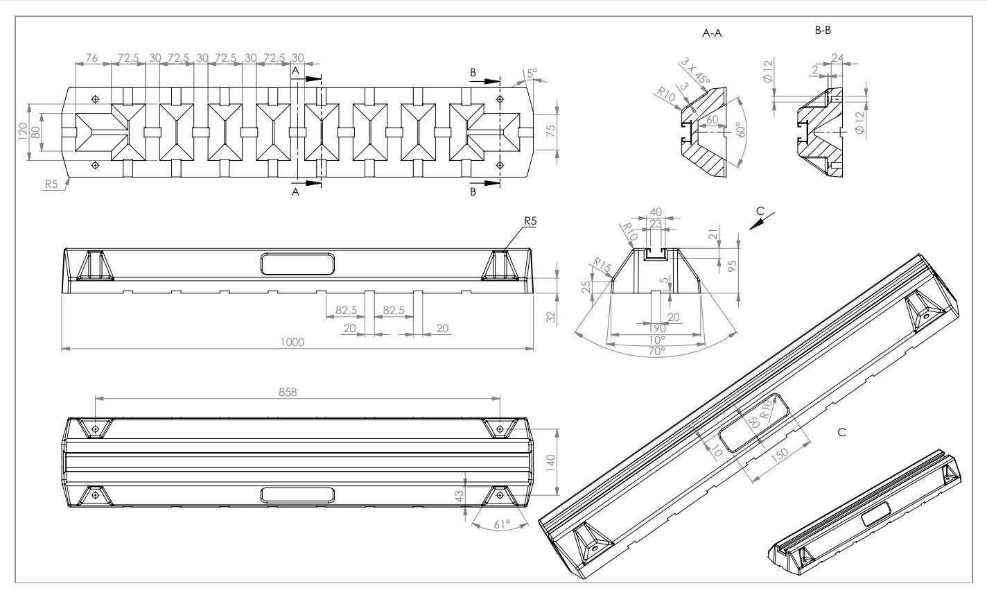 codex Premium Foot Set | Dämpfungssockel für Klimaanlagen und Wärmepumpen | Größe:1000