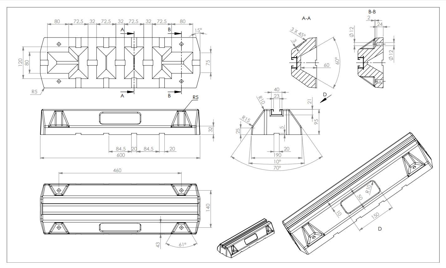 codex Premium Foot Set | Dämpfungssockel für Klimaanlagen und Wärmepumpen | Größe:600