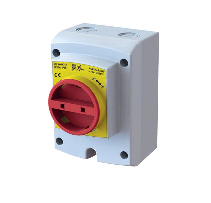 Xtra Reparatur-/Trenn- und Wartungsschalter 4-polig mit separater Rückplatte mit Libelle zur einfachen Montage für