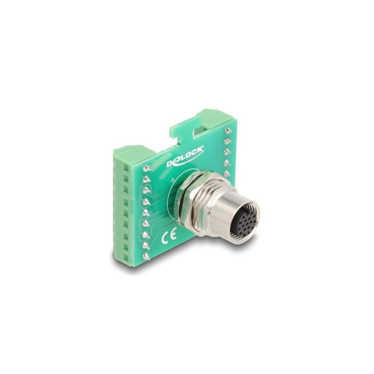 60661 - M12 Übergabemodul Adapter 17 Pin A-kodiert Stecker zu 18 Pin Terminalbloc