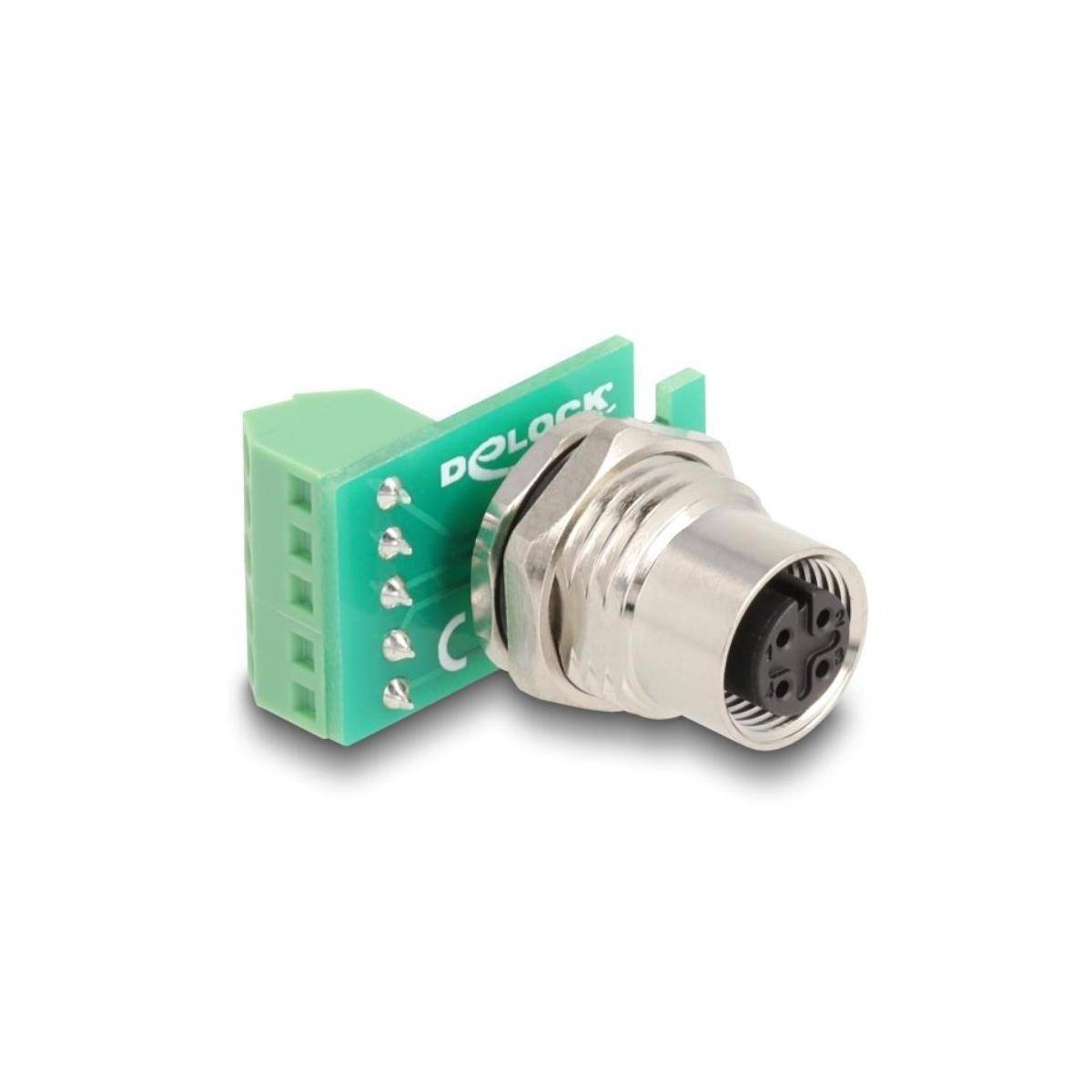 60662 - M12 Übergabemodul Adapter 4 Pin A-kodiert Buchse zu 5 Pin Terminalblock z