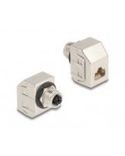 Delock M12 Adapter X-kodiert 8 Pin Buchse zu RJ45 Cat.6A STP Metall CAT 6a 8-polig